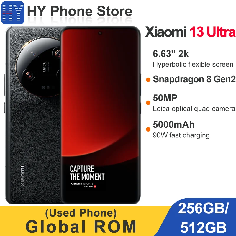 Global ROM Xiaomi 13 Ultra 256GB/512GB 50MP+32MP Camera Snapdragon 8 Gen 2 90W 5000mAh Battery  6.63 inch 2k Screen