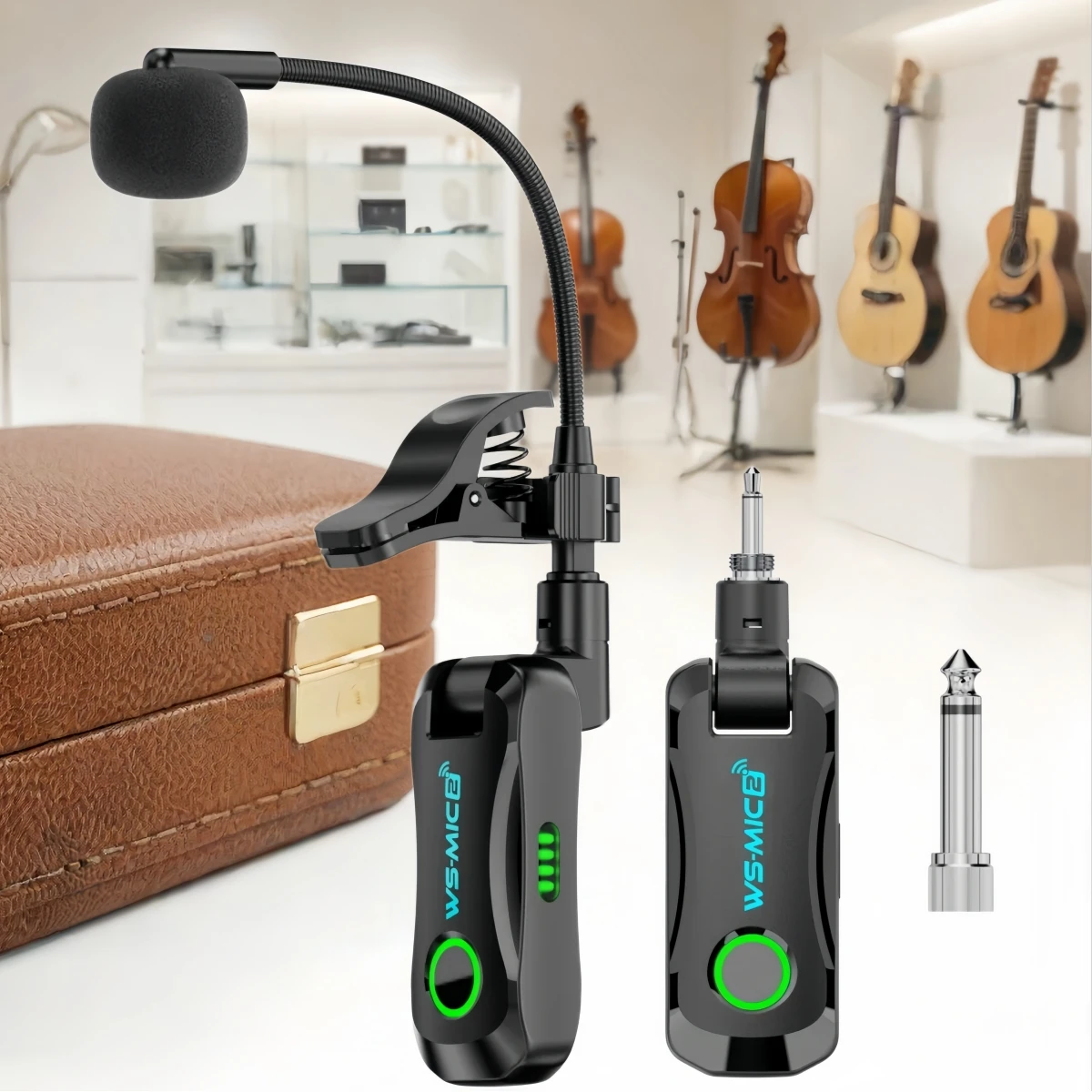 

Беспроводной микрофон Miwayer WS-MIC2 2.4GHz с низкой задержкой и автоматическим сопряжением, 360° ° Регулируемый зажим для аксессуаров саксофона, кларнета, флейты