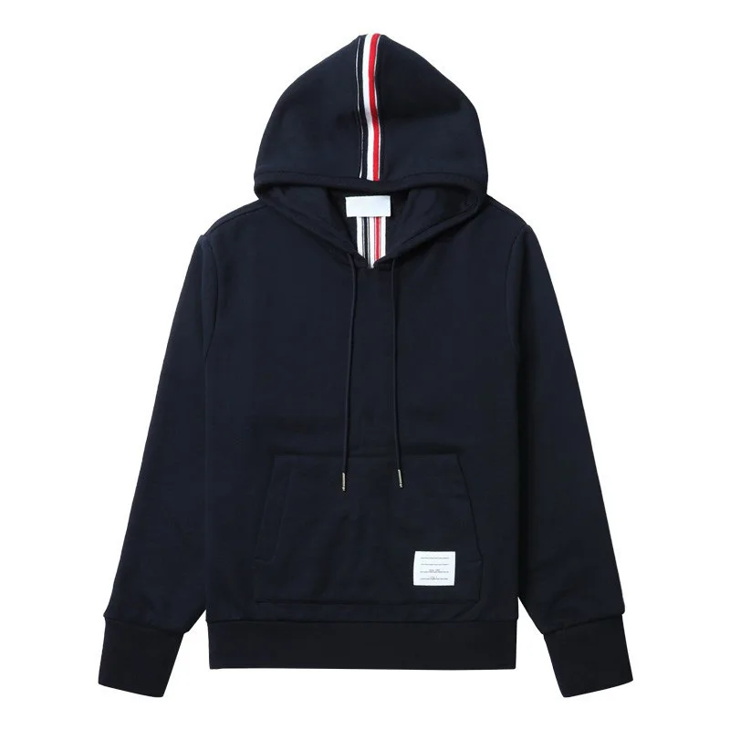 

Casual Hooded Long Sve Sweatirt Men's Stripe Pattern Cotton Fabric Comfortable Versatile Top for Youth Spring Season