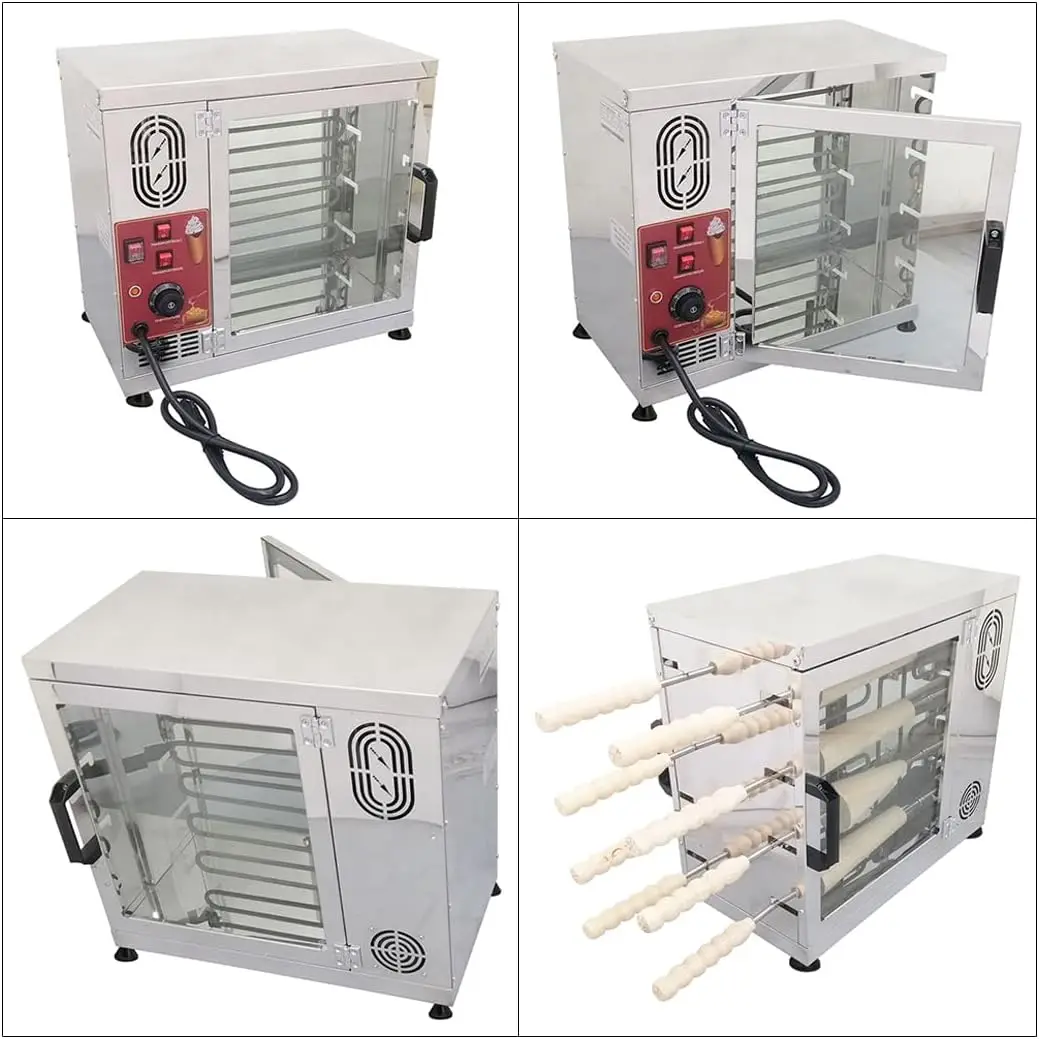 Electric Ice Cream Cone Chimney Cake Roll Maker Chimney Cake Oven Machine 3200W Toast Oven with 16pcs Roll Mold 110V