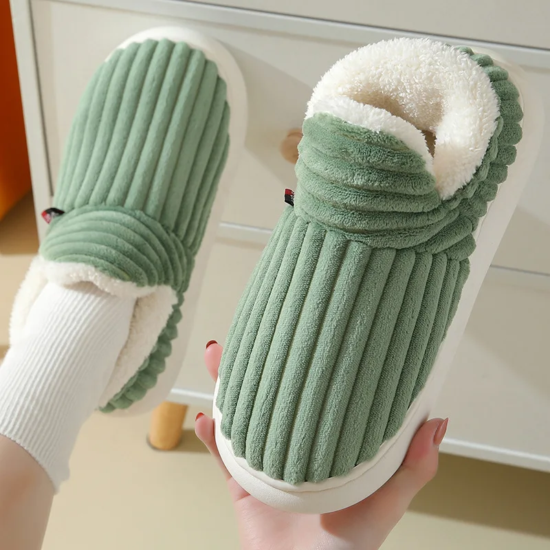 Shevalues Winter Men Slippers Short Plush Men Cotton Boots Indoor Fluffy House Fur Slippers Men Casual Soft Fur Furry Men Shoes