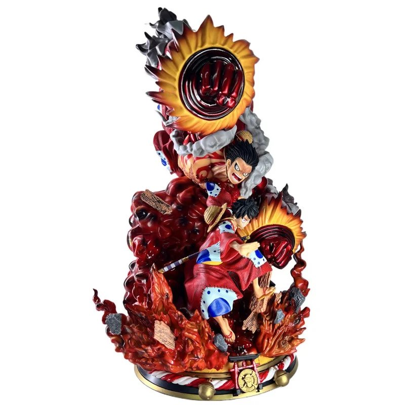 One Piece GK Wano Kimono Luffy Figure Gear 4 Gomu Gomu No Kong Organ 50cm Height 1/6 Statue Anime Model Figurine Collection Toy image 3