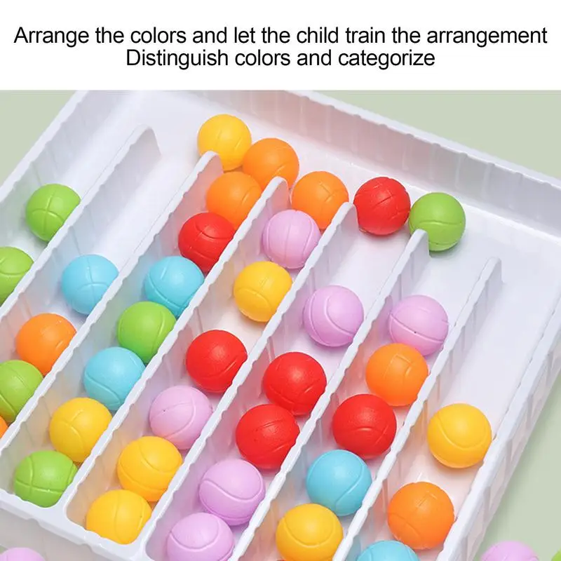 Color Sorting Ball Toy Colorful Balls Sensory Game Rainbow Balls Board Game Color Sorting Counting Puzzle for Kids Gifts