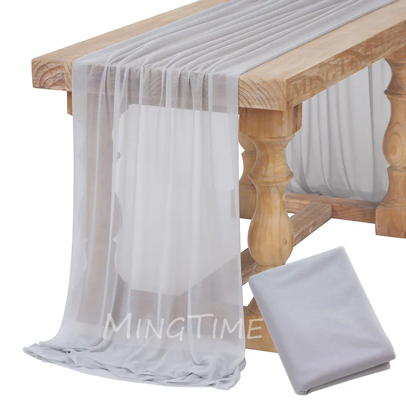 Weicher Tischläufer in Zartrosa, Gaze-Stil, Rustikale Boho-Dekoration für Hochzeit, Party, Babyparty, Esszimmer