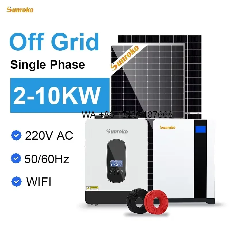 Wmwmnu for Sunroko Off Grid All in One Solar System 2Kw 5Kw 6kw 8Kw 10 Kva Hybrid Solar Energy Storage Power System Complete