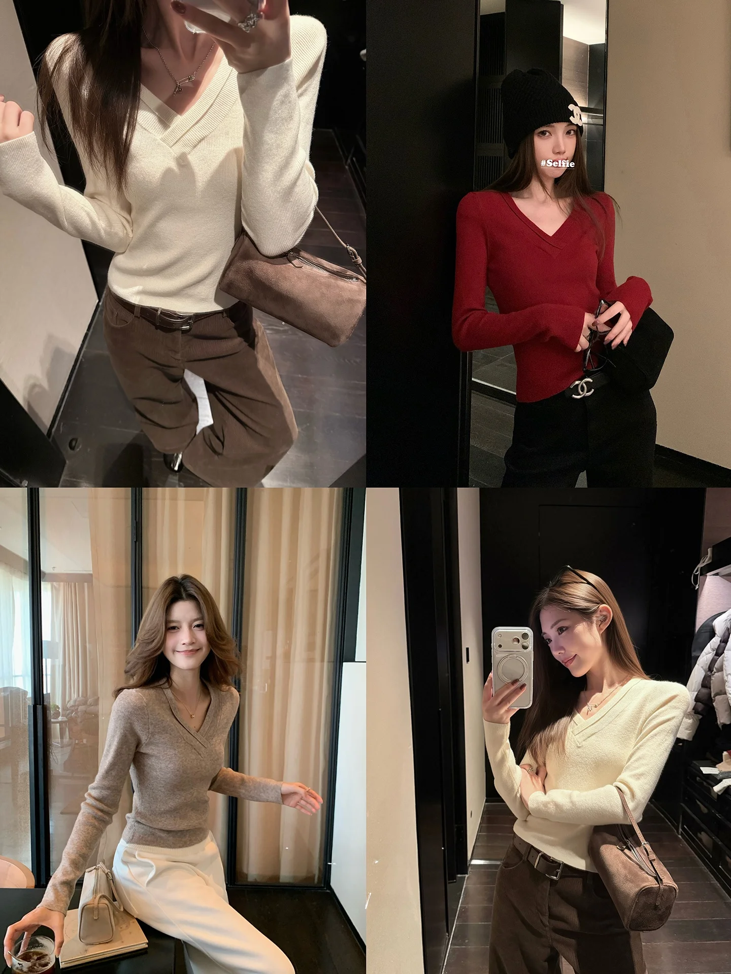 

Вязаный свитер Bla Bean Humming Soft Color Ptte с V-образным вырезом, двухслойный, приталенный, базовый слой, топ для женщин