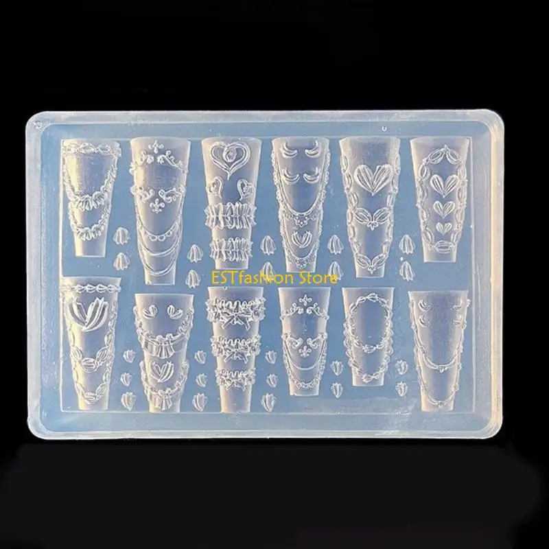 Y5GC Silicone Art Molds Cream Lace Theme Art Template Molds Silicone Texture for Beauticians and Art Learner
