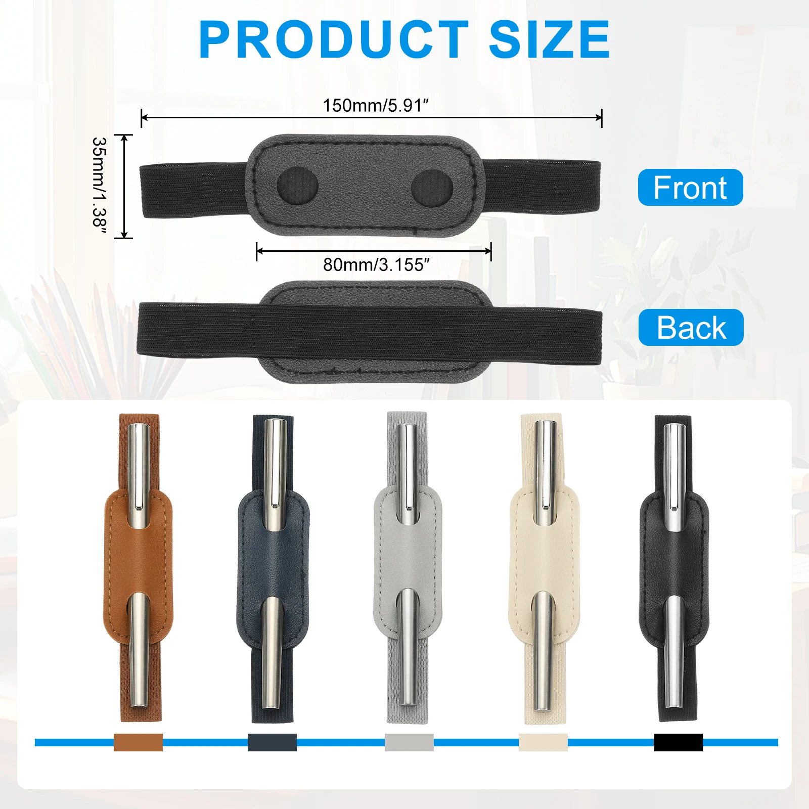 2/4Pcs Adjustable Pen Loop Holder for Notebook PU Leather Pen Holder Pencil Sleeve Elastic Strap Band Designed for Journals