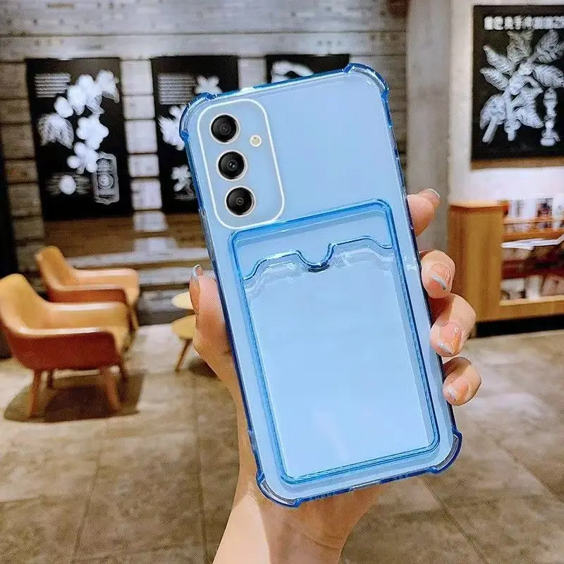 Card Bag Wallet Clear Phone Case On for Samsung Galaxy A14 A24 A34 A54 A15 4G A25 A35 A55 5G Corners Bumper Cover Cases