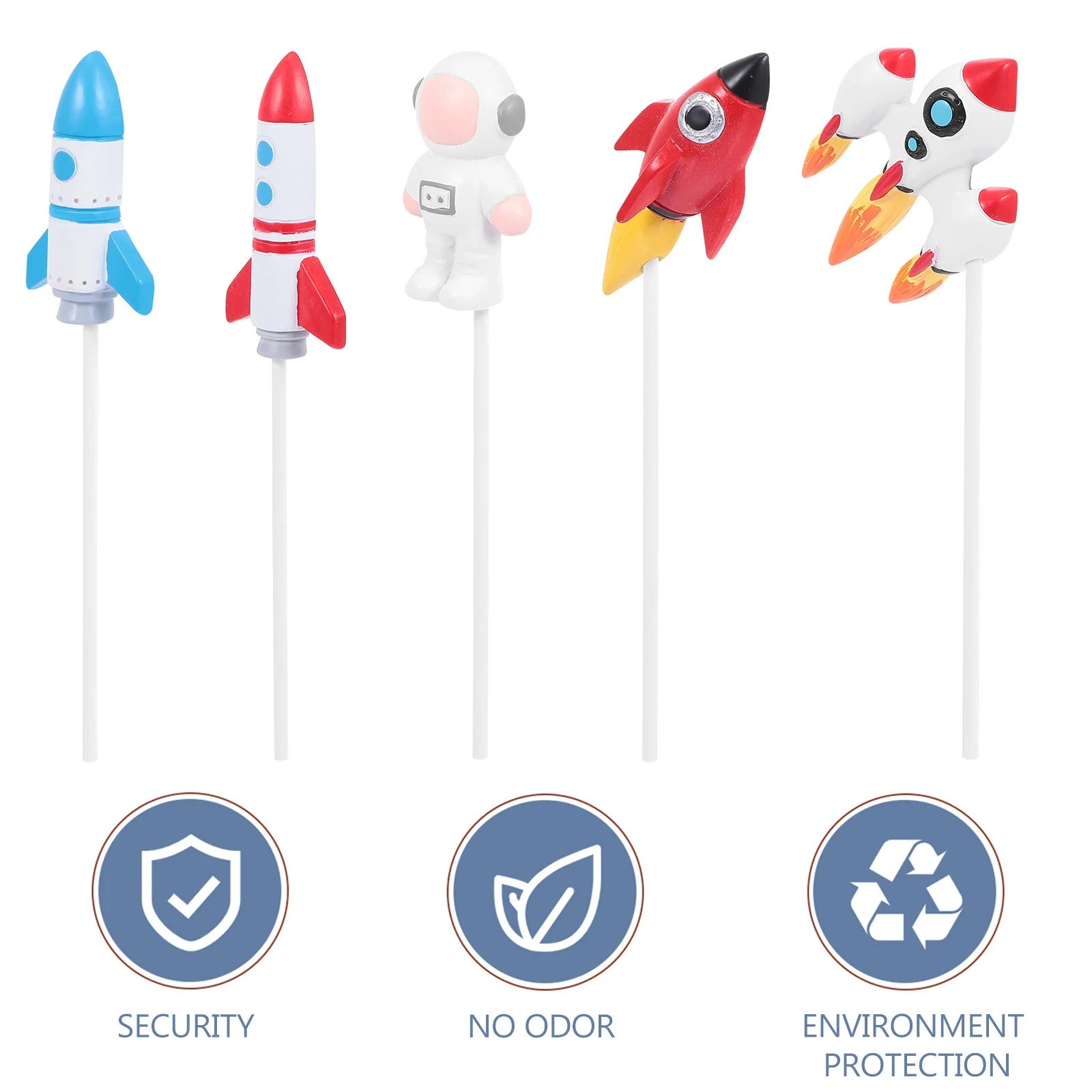 

4pcs Resin Picks Spaceman Theme Decorating Toppers Birthday Dessert Party Decorations Cake Craft Cake Picks Set