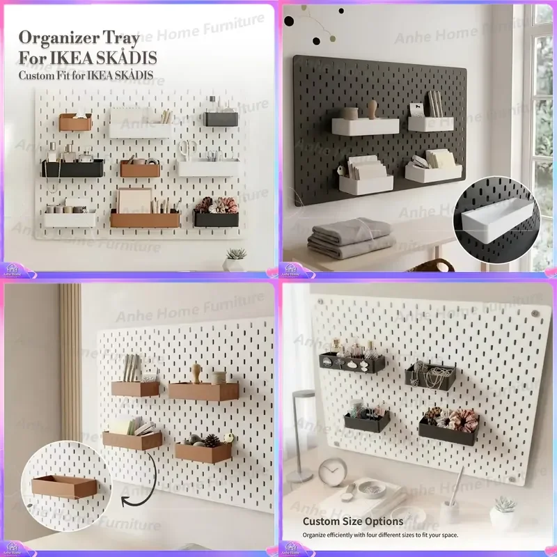 Pegboard Organizer Tray Wall Storage Container for IKEA SKADIS Office Desk Modular Storage Holder