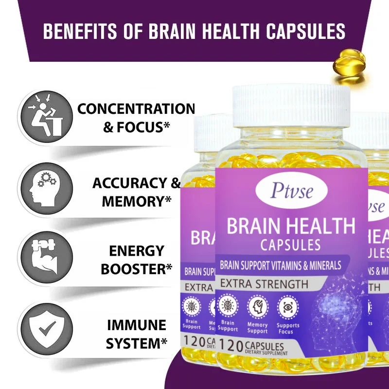 

Капсулы для здоровья мозга, добавка мозга для памяти и концентрации фокуса, поддержка когнитивной и психической четкости