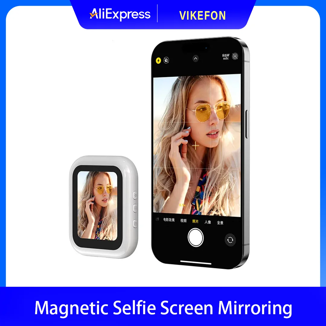 Magnetic Selfie Screen Wireless Screen Mirroring Real‑time Preview Monitor for Phone Rear Camera Live Broadcast Video Shooting