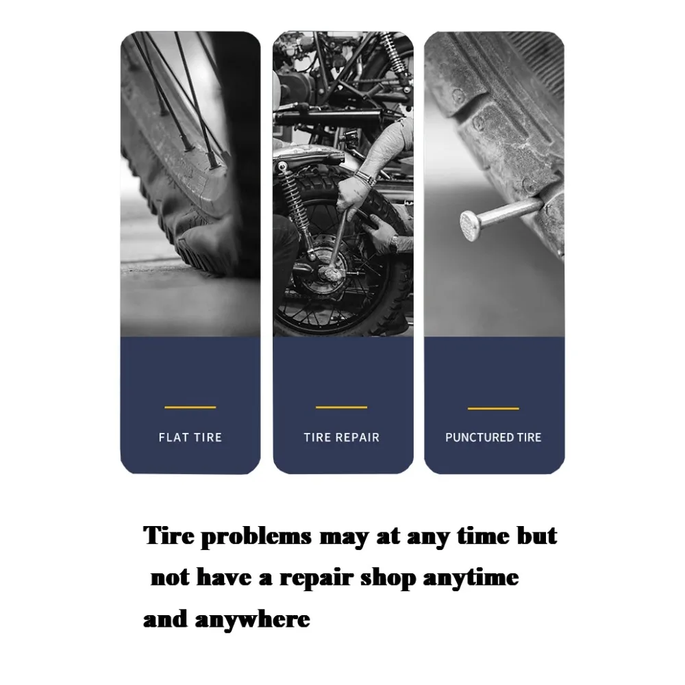 Emergency Car Motorcycle Tire Repair Kit - All Sizes Tubeless Puncture Plug Set with Carbon Fiber Case for Roadside