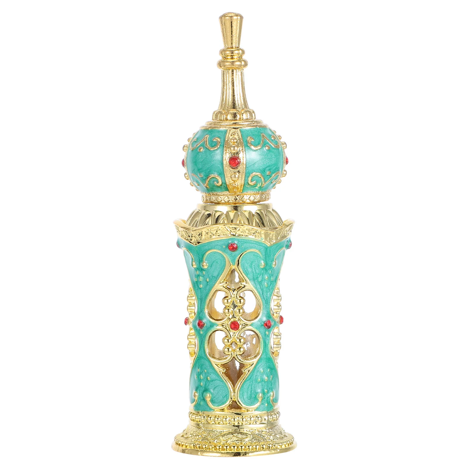 

Women Perfume Bottle Middle Eastern Style Retro Glass Flower Vine Empty Essential Oil Wedding Decoration Green Golden