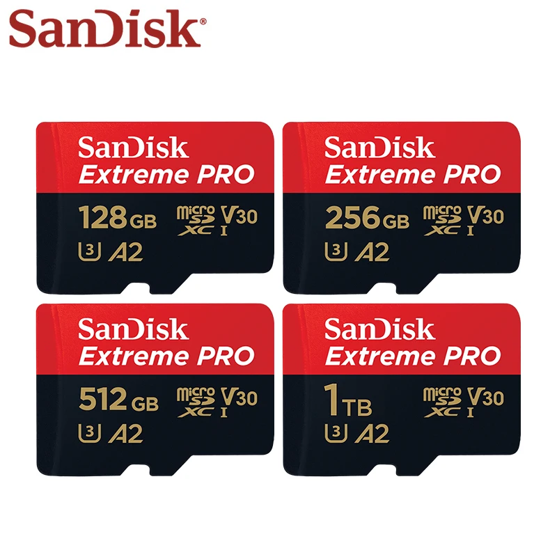 Kartu memori Microsd SanDisk, kecepatan tinggi U3 C10 A2 V30 4K Ekstrim Pro kartu SD mikro hingga 200MB/dtk Flash kartu TF untuk kamera ponsel