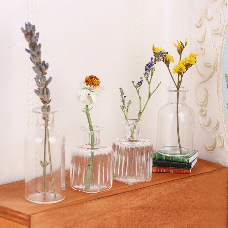 1:12 Dollhouse Miniature Glass Vase Glass Bottle Storage Tiny Jar Furniture Scene Toy Doll House Decor Dollhouse Accessories New