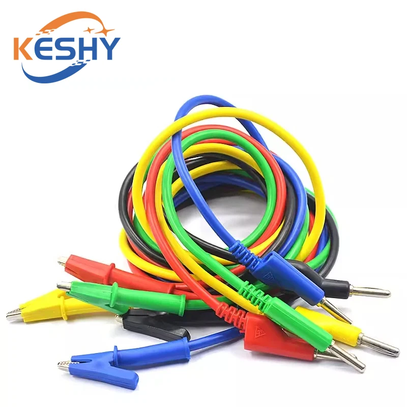 1PCS 4MM Banana Plug to Alligator Clip Multimeter Test Leads Stackable Cable Wire 1M Electrical Tools Accessories DIY Test Wires