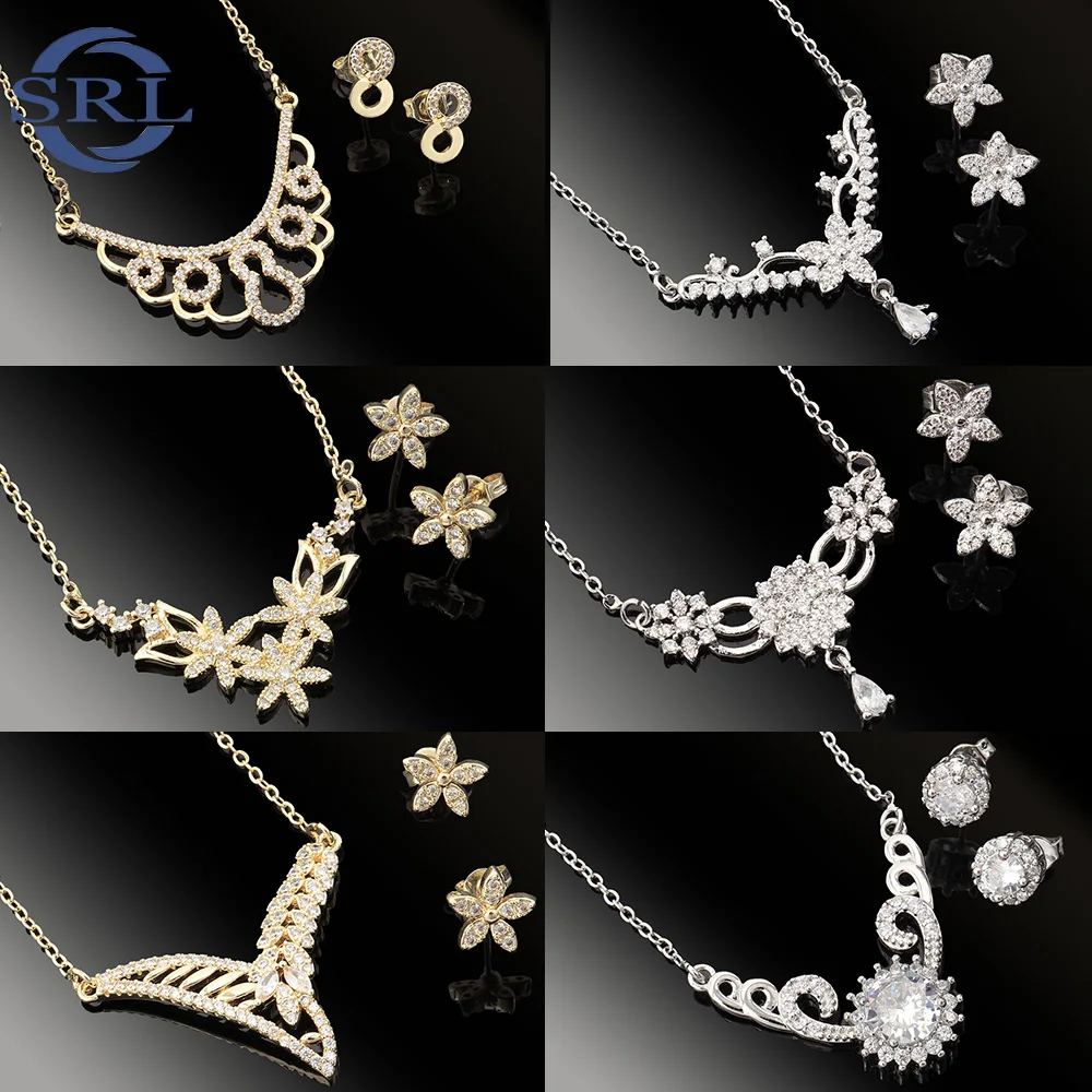

Fashionable High-end Jewelry Set with Zircon Inlays, Earrings and Necklaces for Ladies