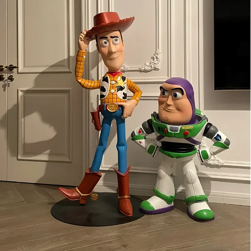 

90-130cm Toy Story Buzz Lightyear Woody Cartoon Model Anime Figure Living Room Home Decoration Doll Frp Sculpture Ornaments Gift