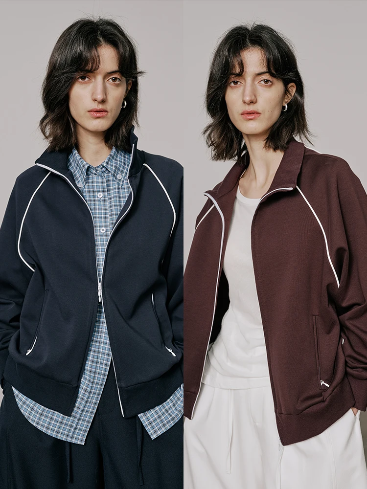 

UMILAB Free Skin-Friendly Anti-Wrinkle Air Layer Loose Sweatshirt Jacket Double Zipper Casual Sportswear E220W Women's Cotton...