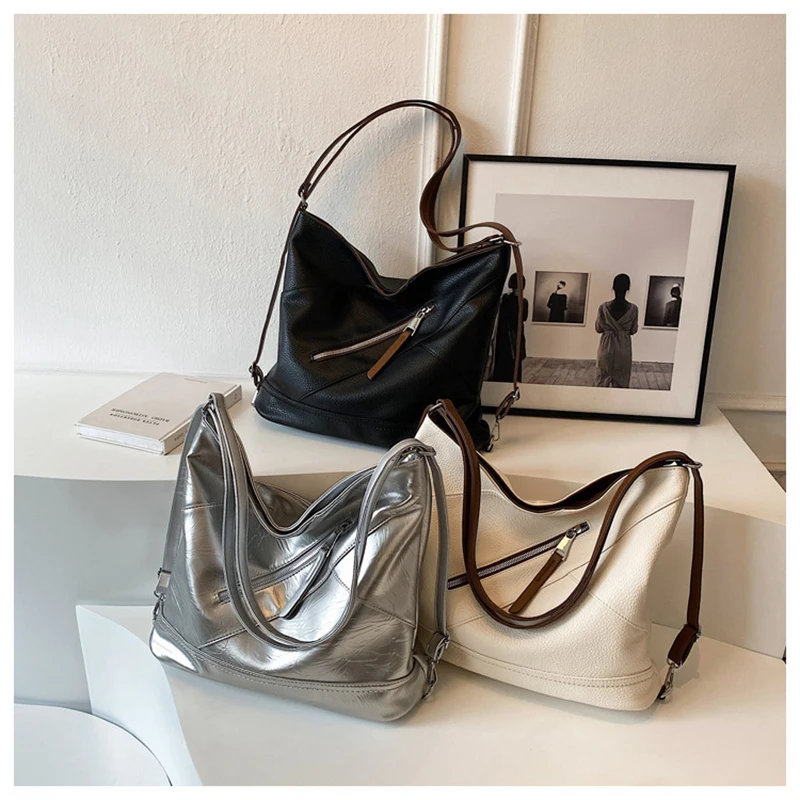 

TOBO New Casual High Capacity Women Shoulder Bags Japanese Style Niche Vintage Zipper Decoration Tote Bags for Women
