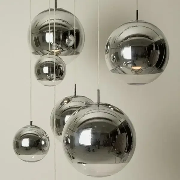 

Simple modern bar stairs (one to three lights) restaurant lights living room lamp plating spherical glass ball chandelier lamp