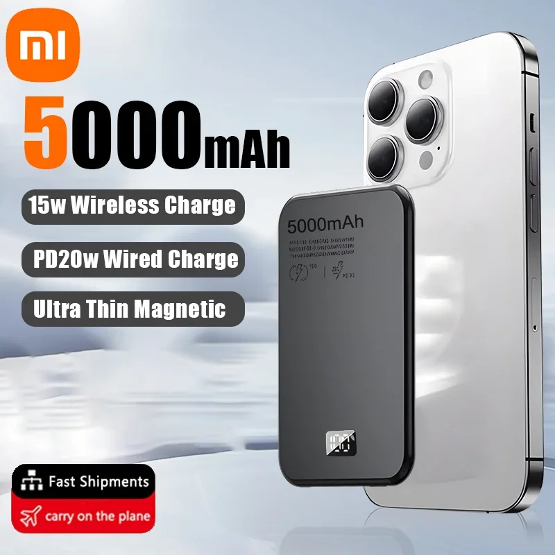 

Xiaomi Thin Magnetic Wireless 50000mAh Power Bank PD20W Fast Charging Portable External Battery for Magsafe For iPhone