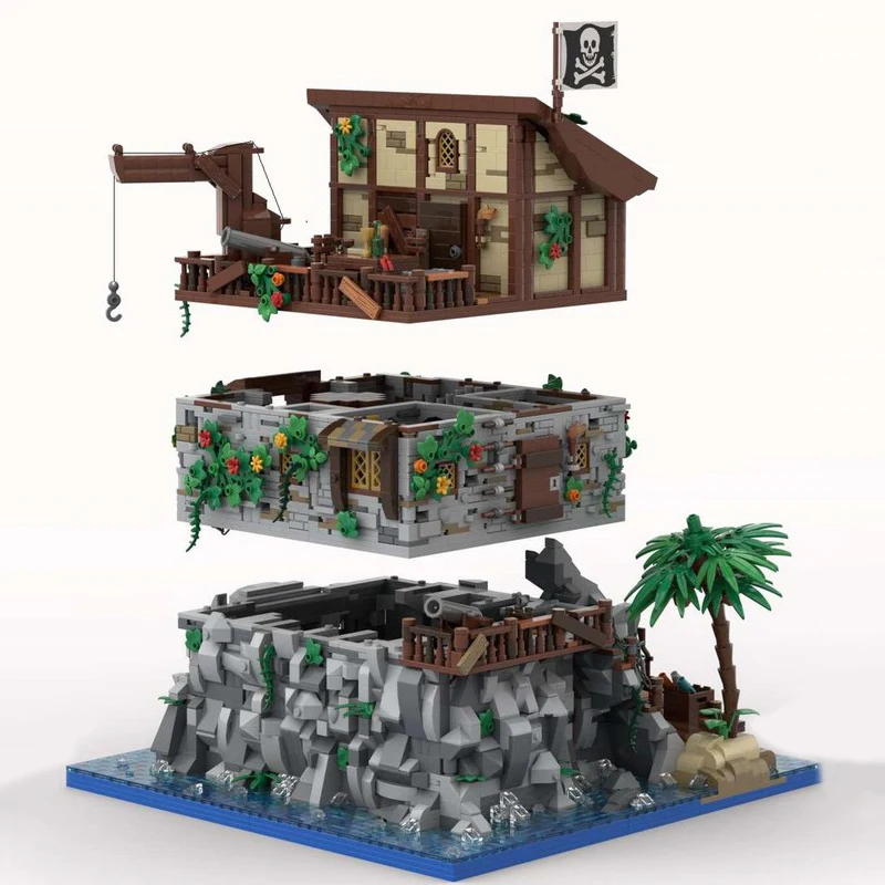 5887PCS Moc Klocki konstrukcyjne Pirate's Bay Piracka wyspa czaszki z domem Redbeards DIY Klocki konstrukcyjne Zabawki Kreatywny prezent dla dzieci