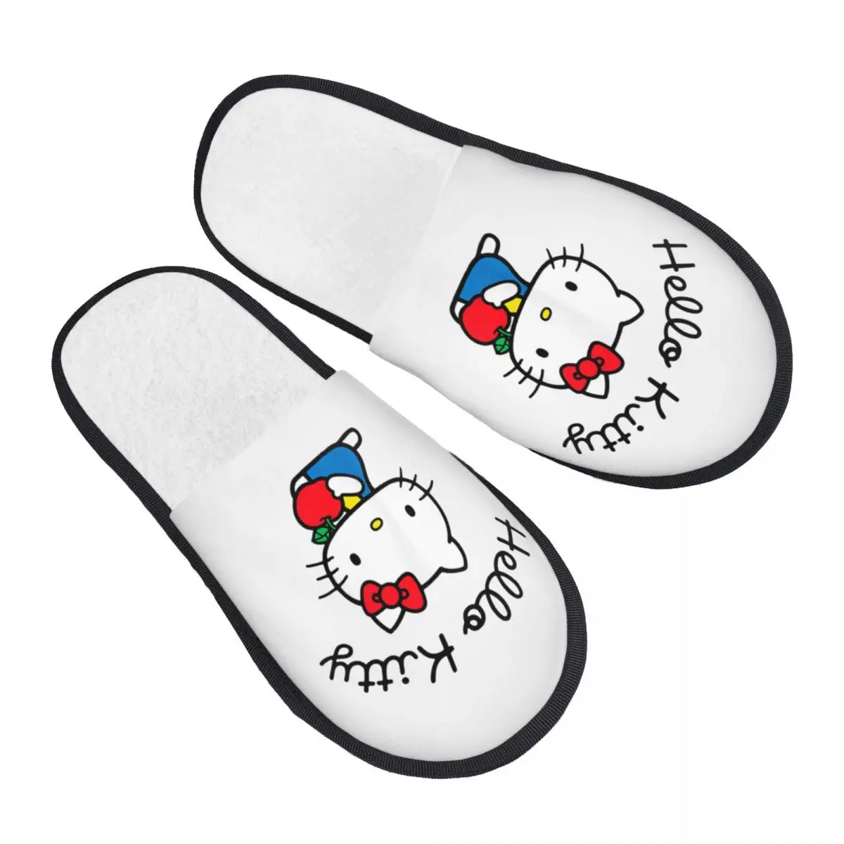 

Hello Kitty Retro Logo Home Cotton Slippers Indoor Cozy Memory Foam Slippers Anti Slip