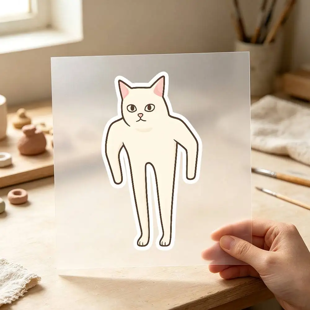 Standing Cat Funny Meme Waterproof Stickers For Decorating Car Windows Motorcycles And Computers.