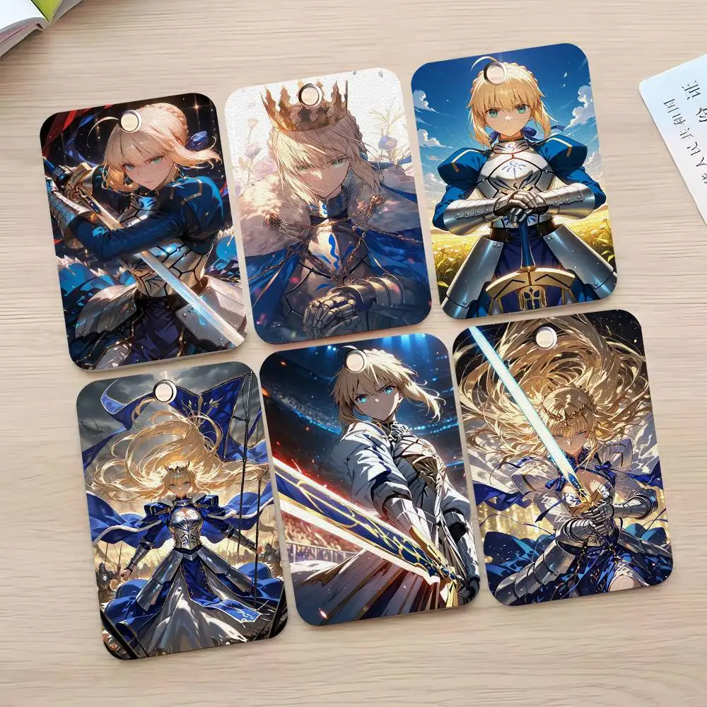 

1pc Altria Pendragon Anime Game F-fate Card Case Keychain Access Card Bag Key Tag Ring Leather Card Holder Key Ring Access