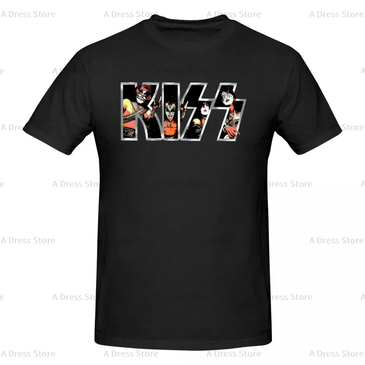 

The Demon Kiss Band Gene Simmons Accessories Crew Men's round neck T-shirt,ins style,Oversized print Tee Shirt