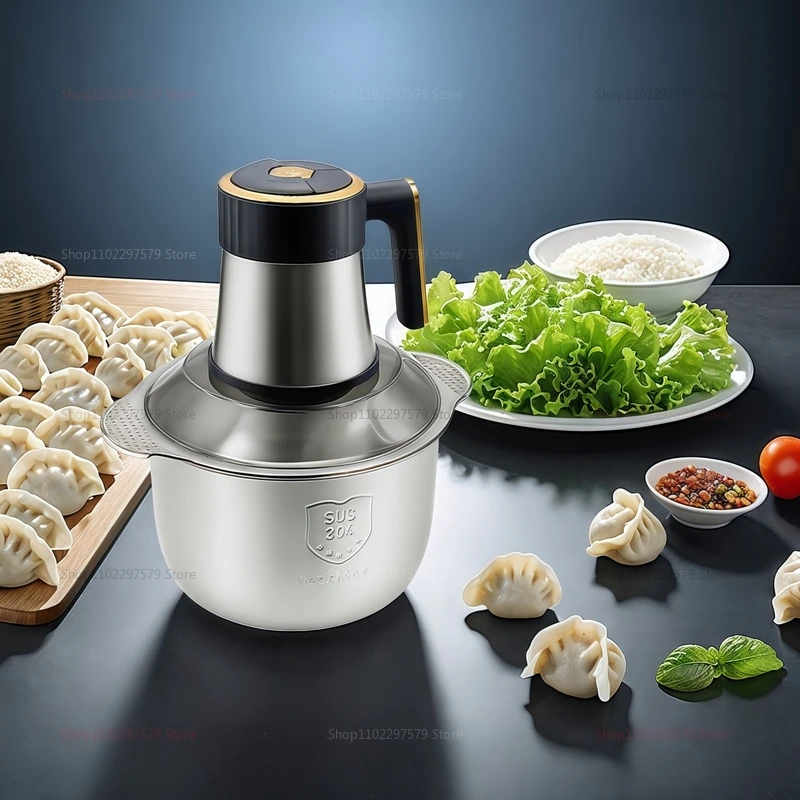 Electric Meat Grinder 5L Food Crusher Stainless Steel Multifunction Vegetable Slicer Processor Chopper Kitchen Blender