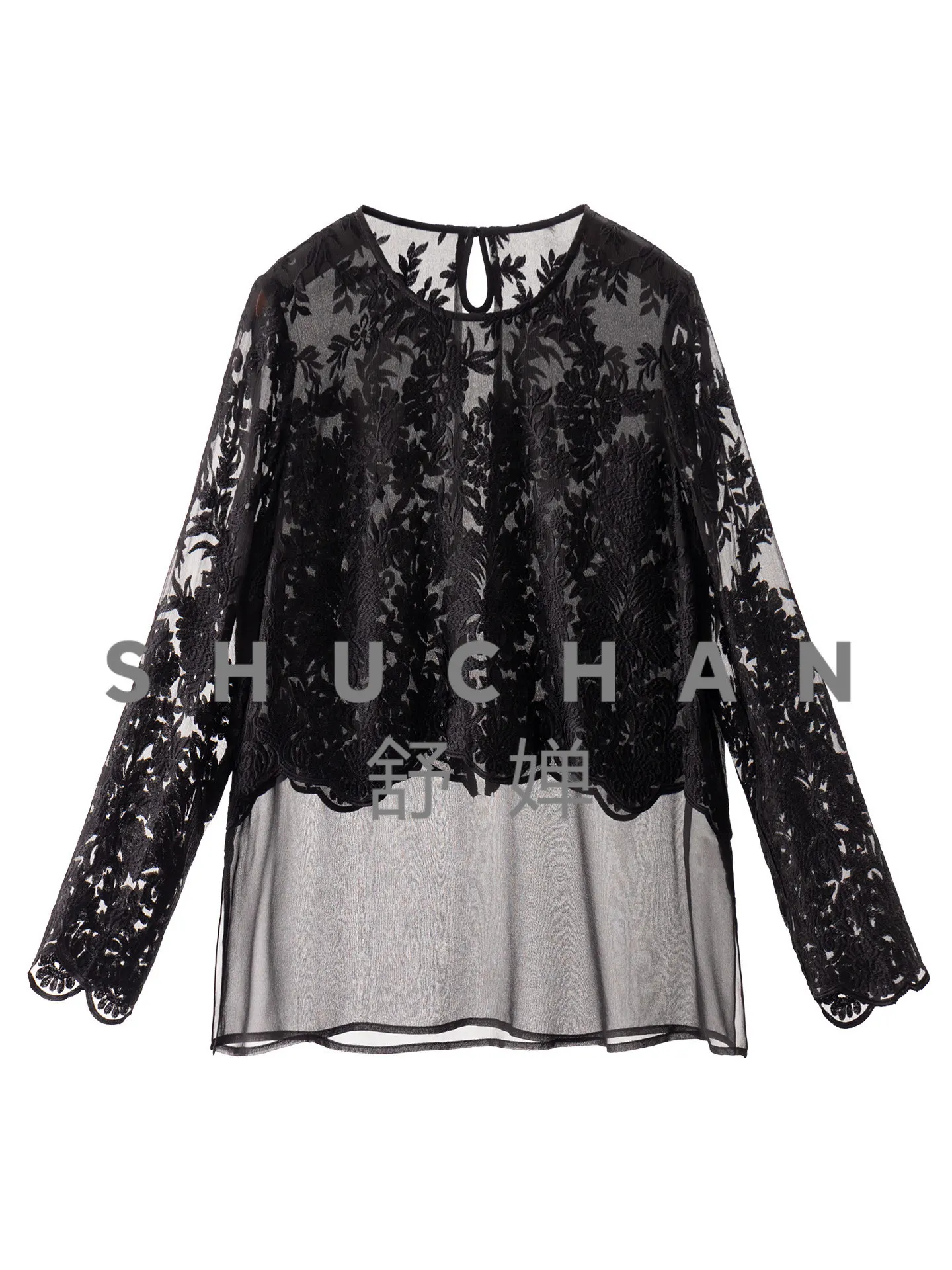 

Double-layer Silk Organza Heavy Industry Embroidered Shirt Women's 19M8 Blouses for Women Fashion 2026