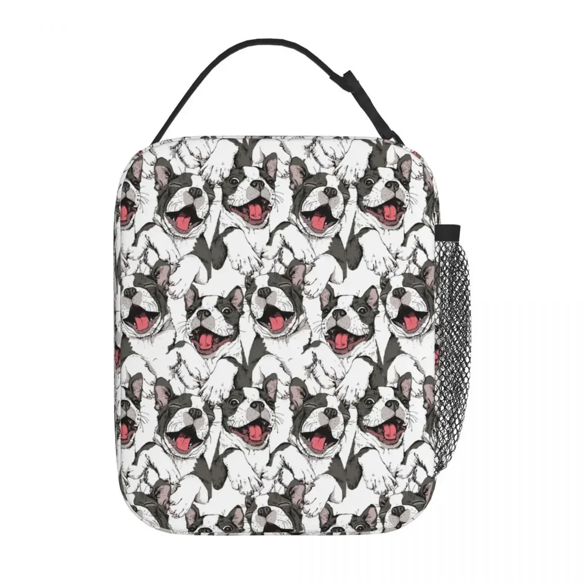 Smiling Funny Boston Terrier Merch Insulated Lunch Bags For Work Dog Adorable Puppy Food Box Reusable Thermal Cooler Lunch Boxes