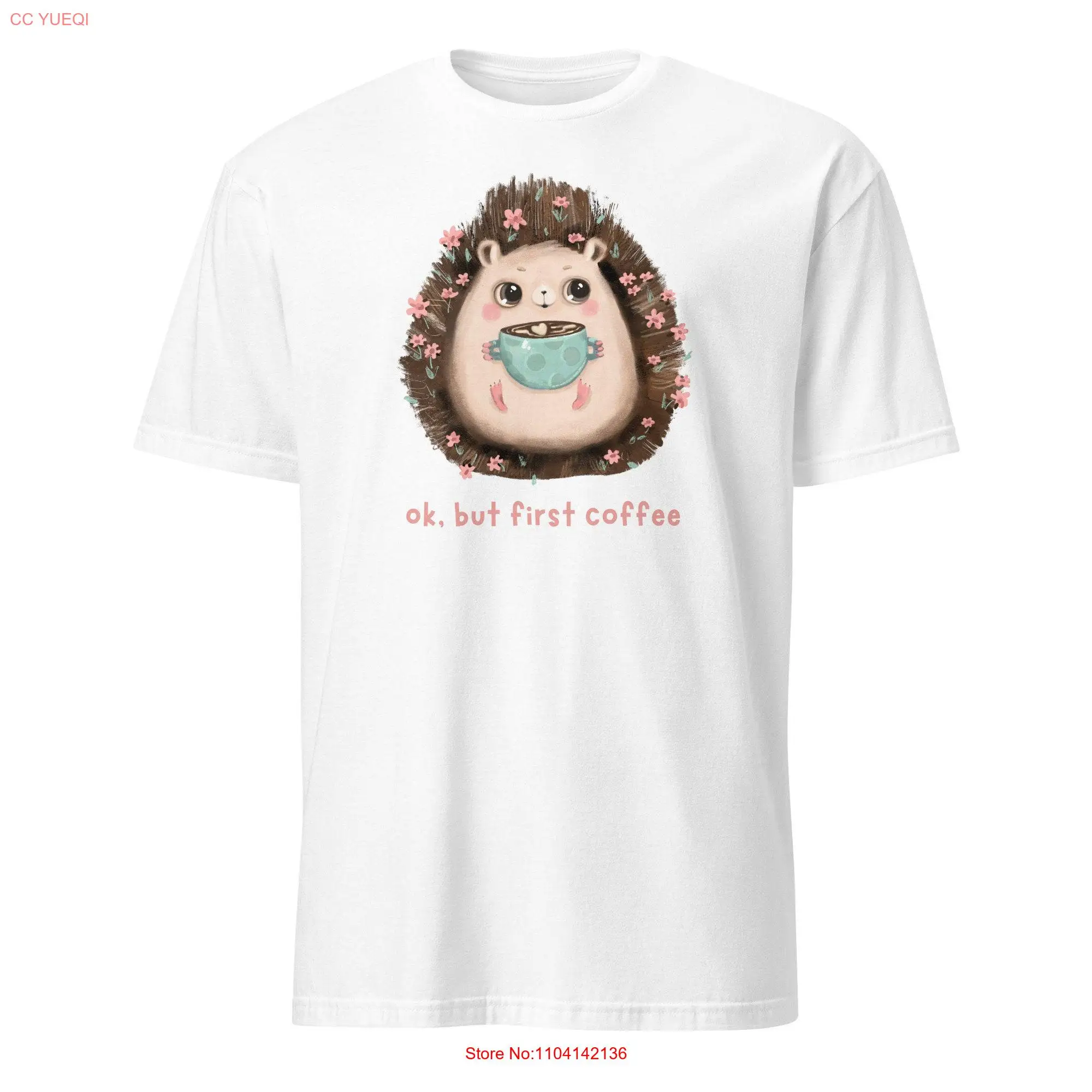 OK But First Coffee Anteater Hedgehog Echidna  T Shirt long or short sleeves