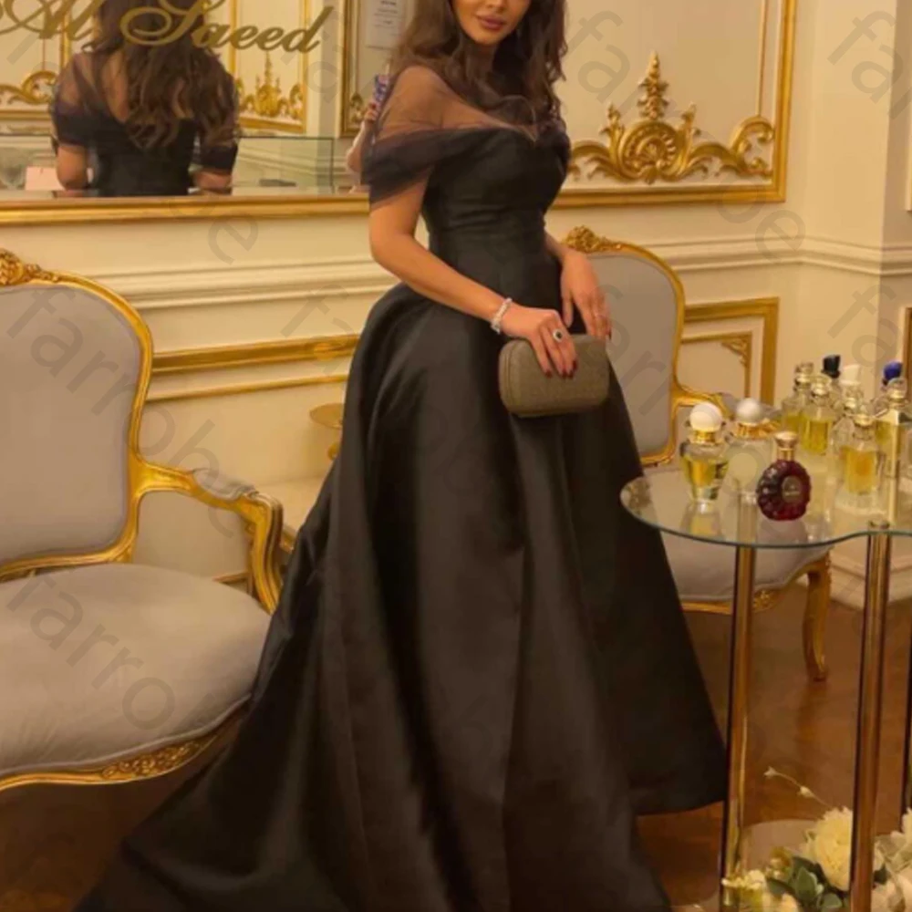 Abiti da sera eleganti a trapezio neri senza spalline Abito lungo senza maniche Squisito abito da ballo di alta qualità per le donne personalizzato