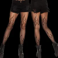 Hosiery Mesh embroidery Flame Tights Slimming Leggings Plus Size fire Stocking Women Sexy Seamless Gothic Hot Fishnet Pantyhose