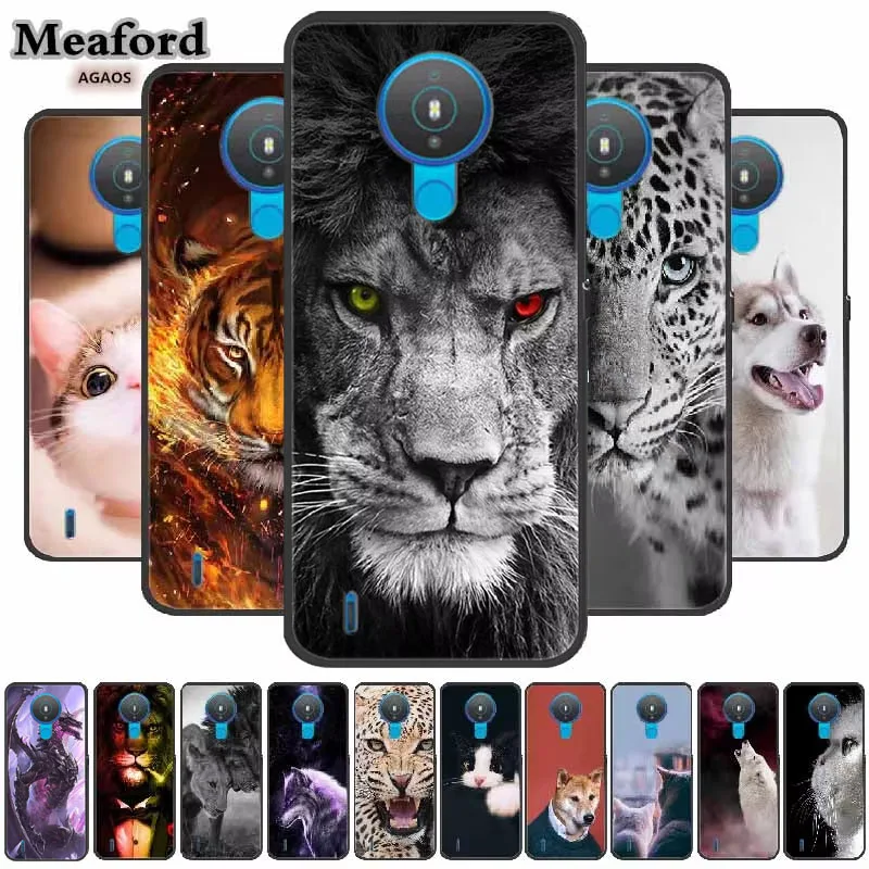 Para Nokia 1,4 2021 Funda de silicona suave TPU Funda protectora de teléfono de animales para Nokia 1,4 Coque Funda de lujo con diseño de lobo Funda para Nokia1.4