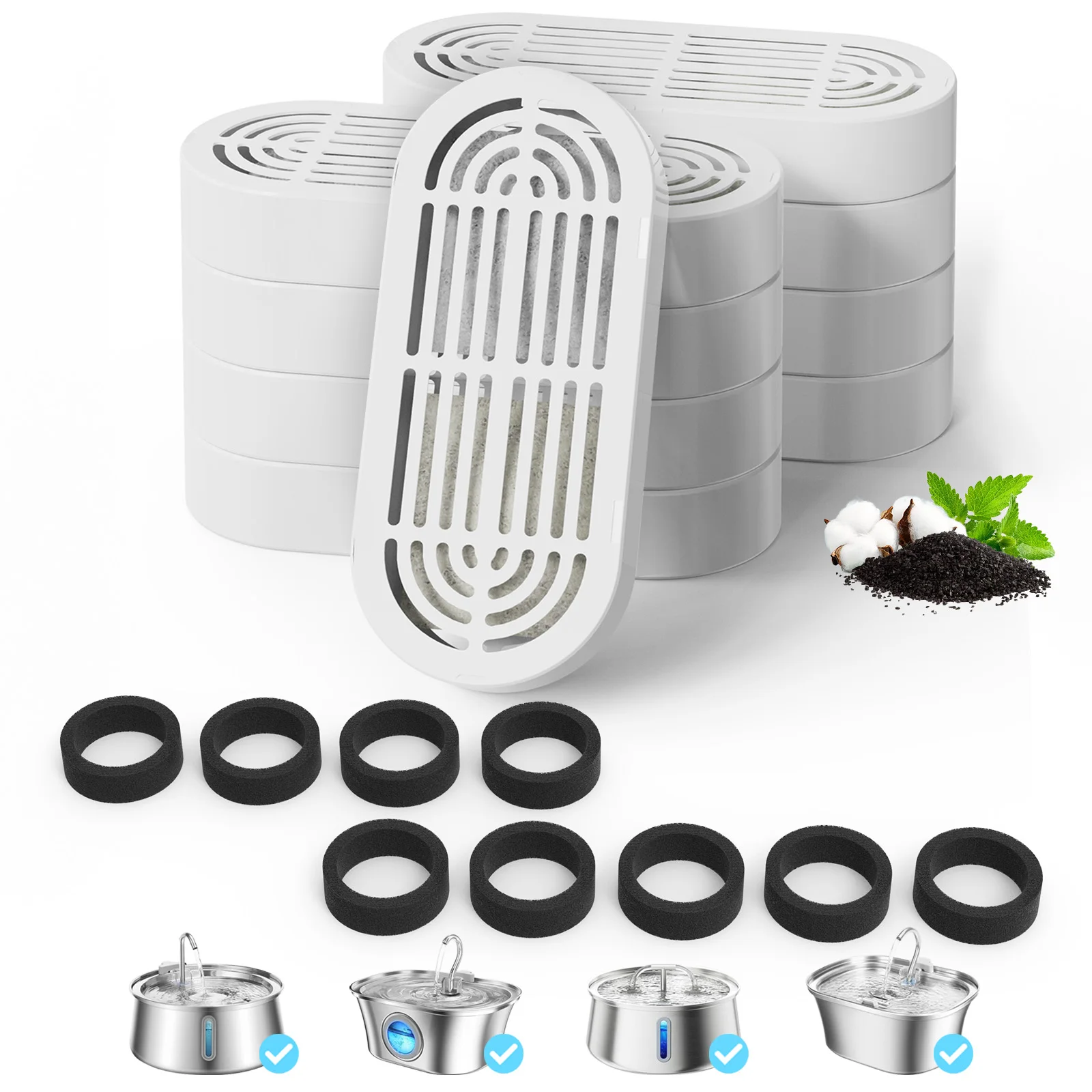 Pet Water Dispenser Filter for 4L Cat Drinking Fountain Automatic Stainless Steel Drinking Fountain Filter Cycle Filtering Clean