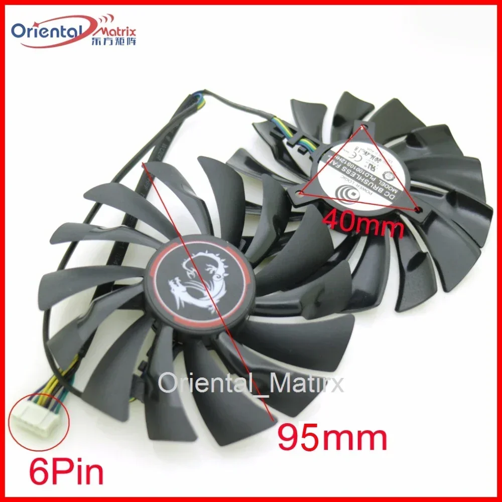 

2pcs/lot PLD10010S12HH 95mm 12V 0.40A 6Pin VGA Fan For MSI GTX970 GTX980 GTX980Ti Graphics Card Cooler Cooling Fan