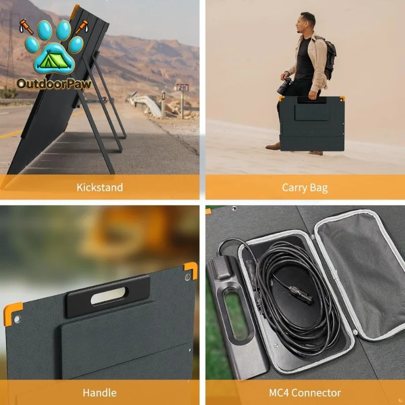 200 Watt Solar Panel, Portable Solar Panel for Power Station, High Efficiency Solar Panel Foldable, IP67 Waterproof Power Supply