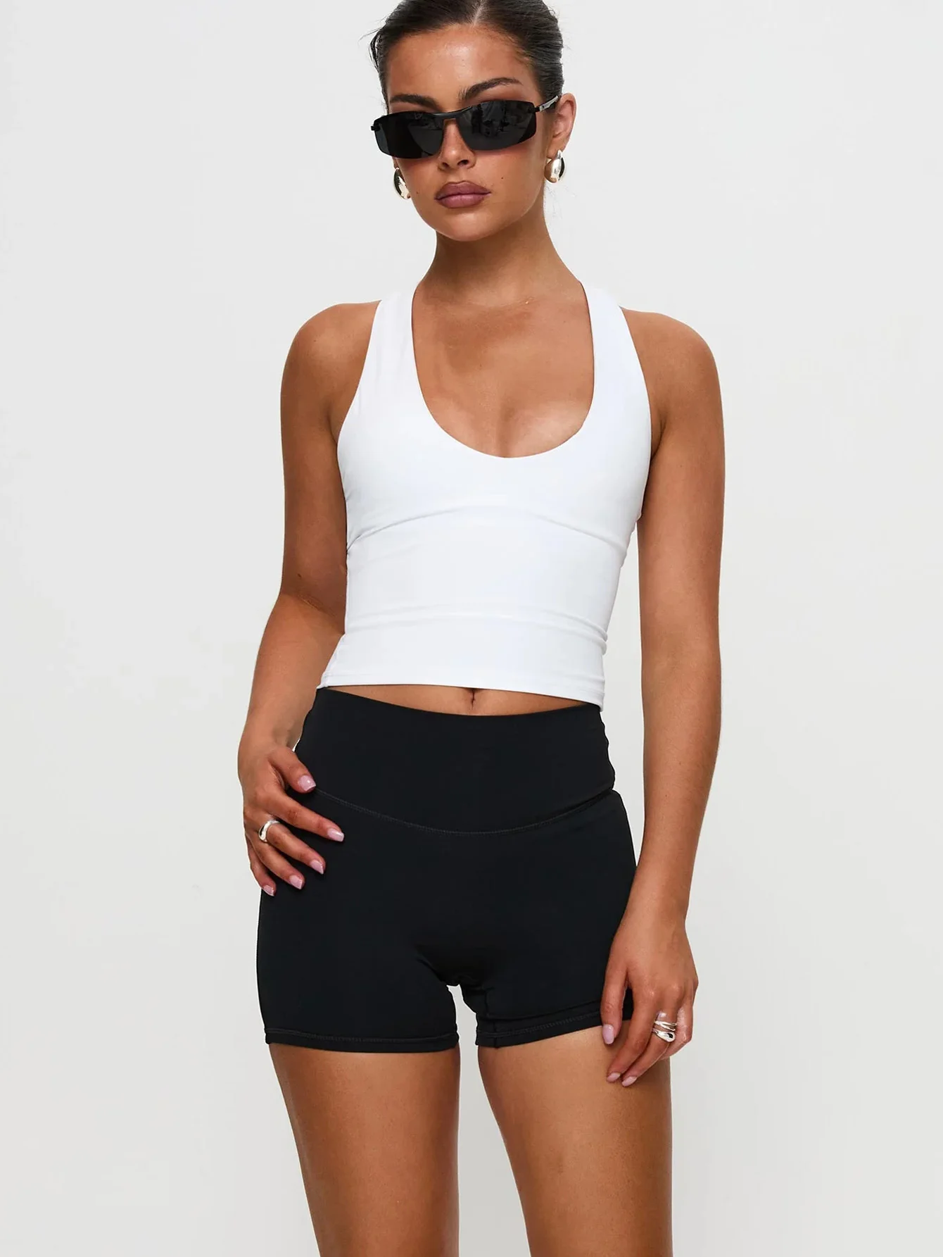 Damen Einfarbiges U-Ausschnitt Ärmelloses Slim-Fit-Top, Lässige Sommermode, Vielseitiges Gestricktes Tanktop für den Alltag – Detail 3