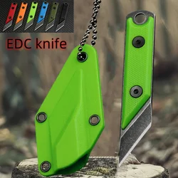 USA D2 Outdoor necklace G10 handle straight knife, pocket EDC tool knife, office utility knife, paper cutter, express knife