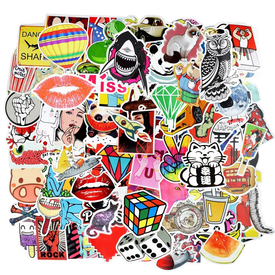 500pcs Random Hot Sale Stickers Kid's Toy Cartoon Funny Sticker for Skateboard Laptop Suitcase Moto Bicycle Bedroom DIY Stickers