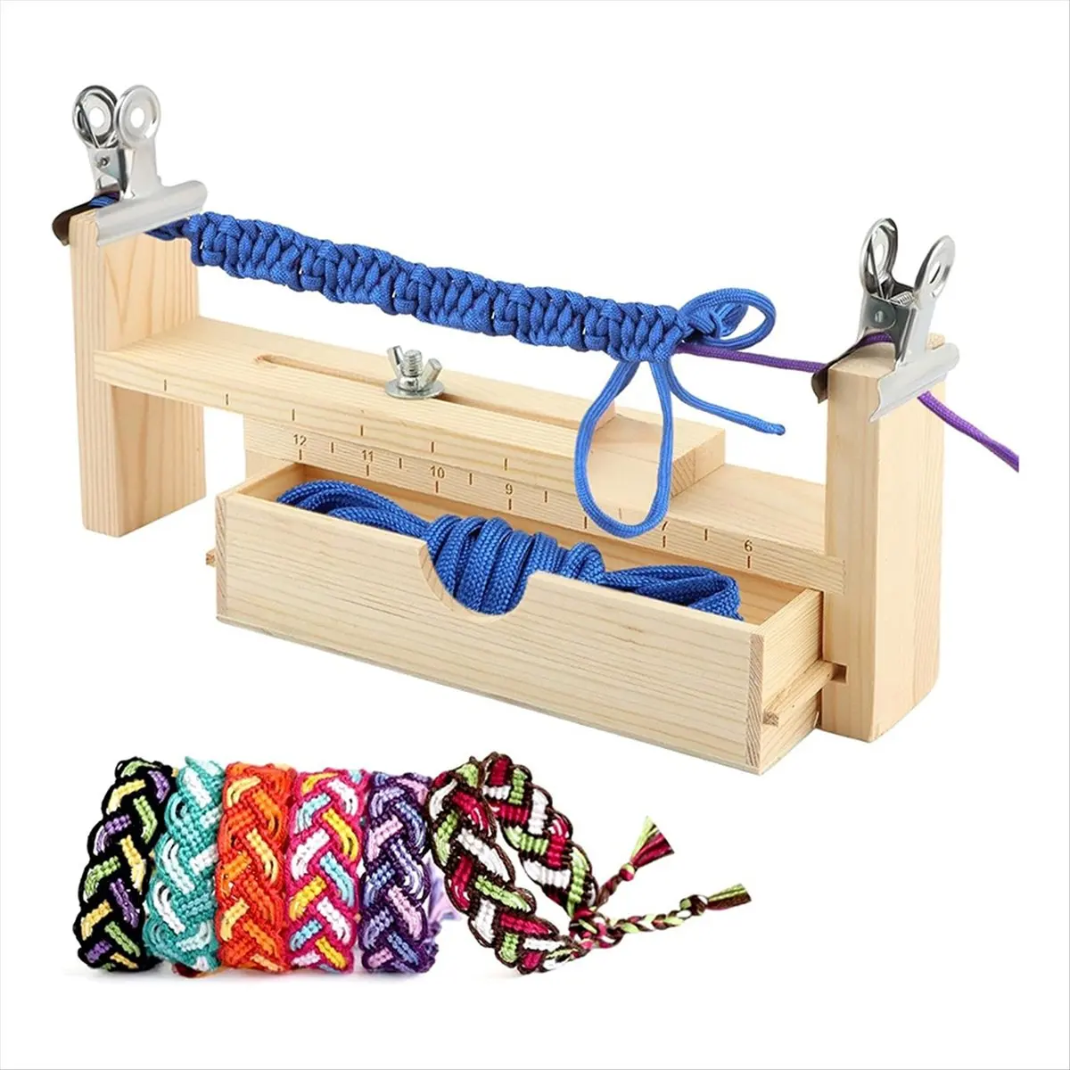 ABNH Wood Bracelet Jig with 2 Clamp,Adjustable Paracord Jig Bracelet Maker,Hand Knitting Bracelet Jig for Bracelets Necklaces
