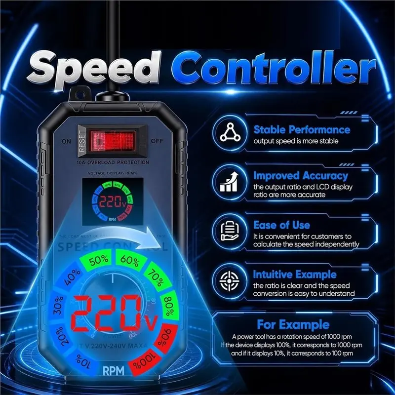 B50C Speed Controller 230V Motor,4000W 10A Motor Speed Controller EU Plug