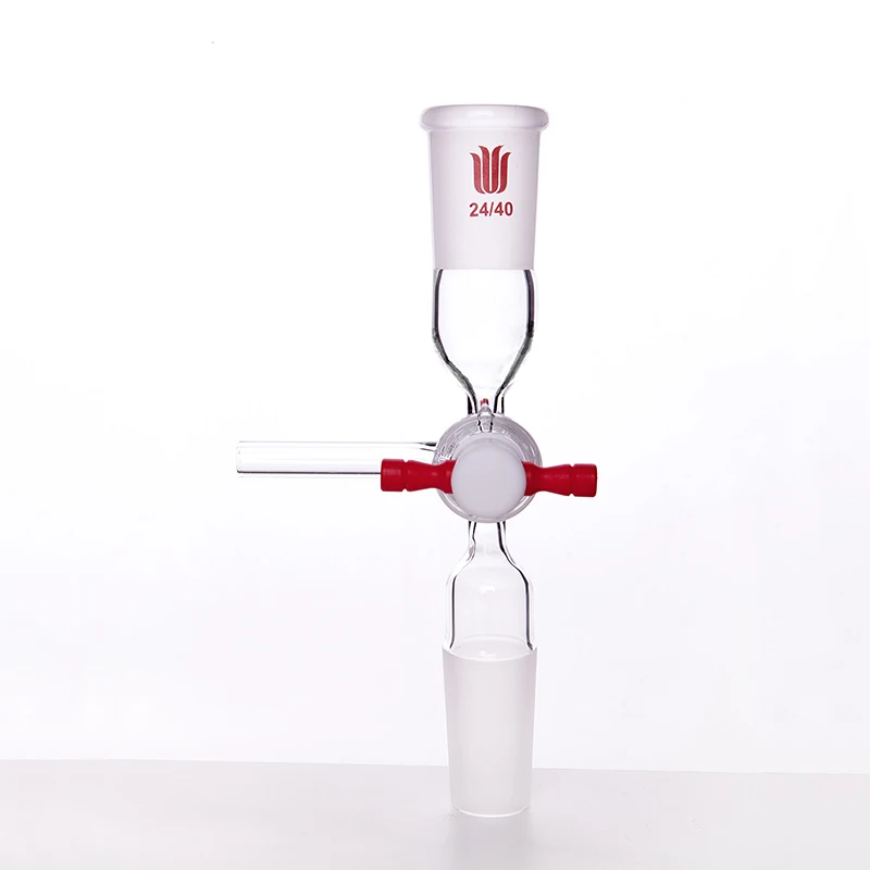 SYNTHWARE Extraction conversion joint, T-type three-way PTFE valve with 2mm aperture, ADAPTER, FLUSHING, Borosilicate glass, A76