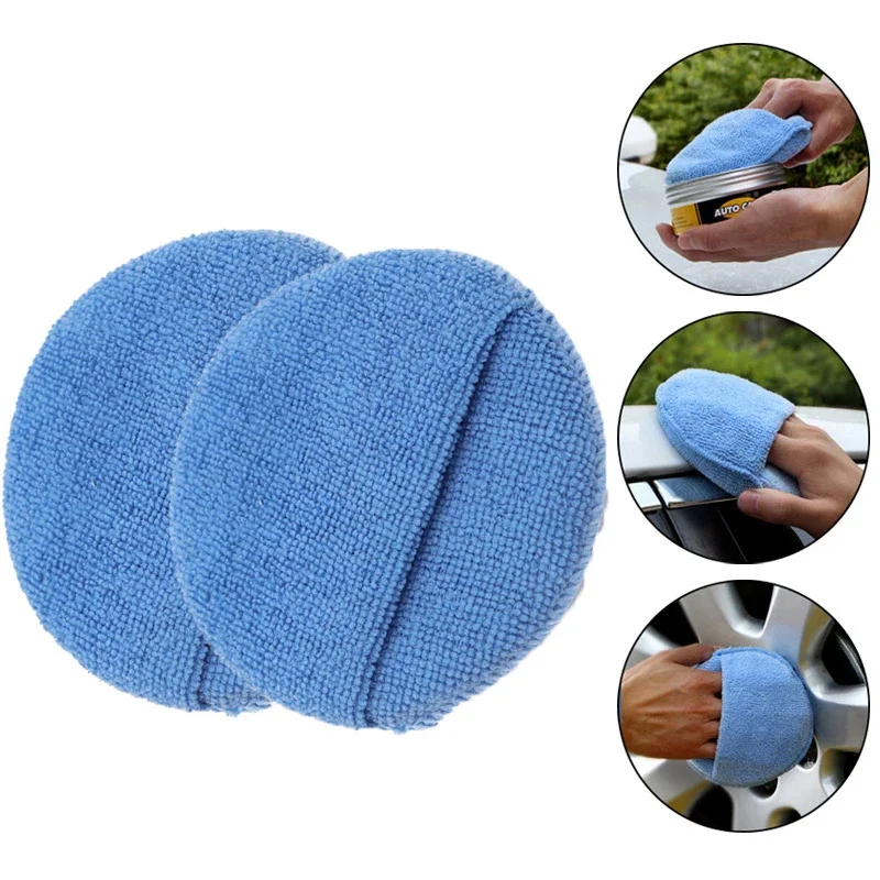 Round Waxing Sponge 5 inch Fibre Towel Cloth Polishing Sponge Cleaning Sponge Scrubbing Block Car Cleaning & Detailing